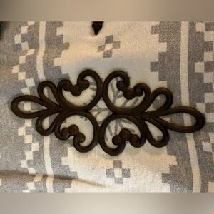 Decorative Brown cast iron Wall Accent - Elegant Scroll Design